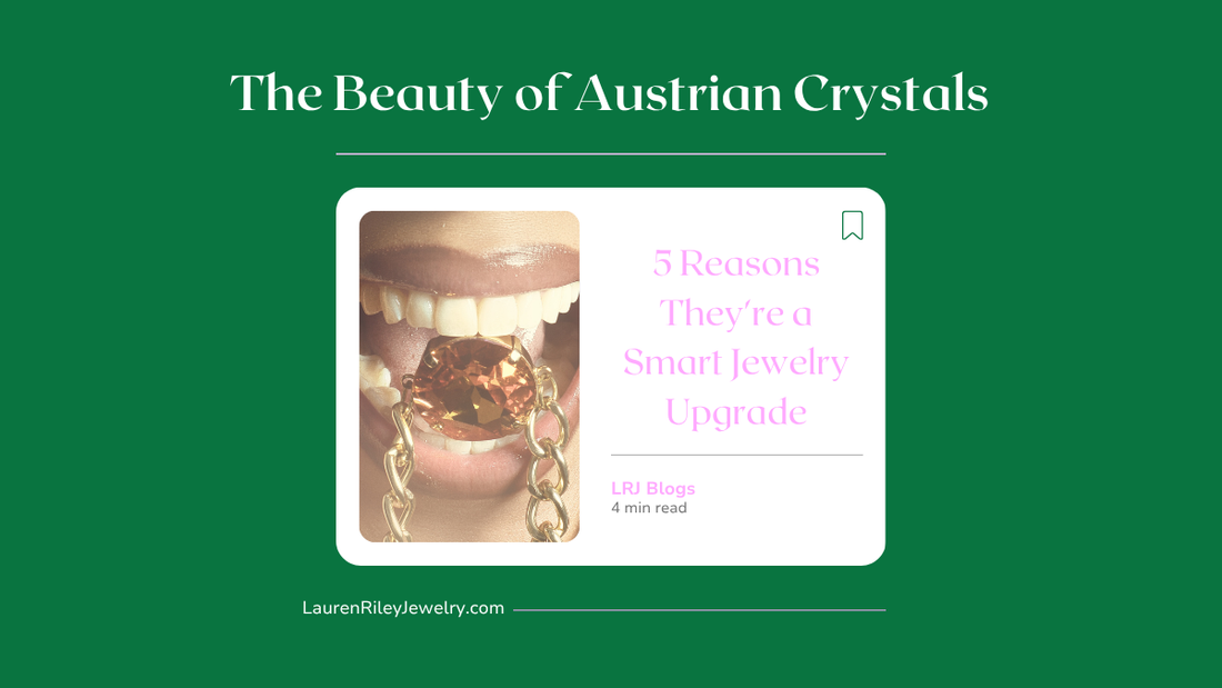 Austrian Crystal Statement Necklace in Gold Chain – Editorial Mouth Shot Highlighting Bold Jewelry Design | Lauren Riley Jewelry