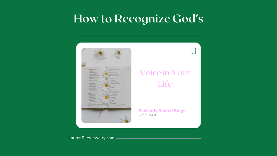 Open Bible with daisies on the pages symbolizing peace and clarity for the blog 'How to Recognize God’s Voice in Your Life' from Radiantly Rooted.