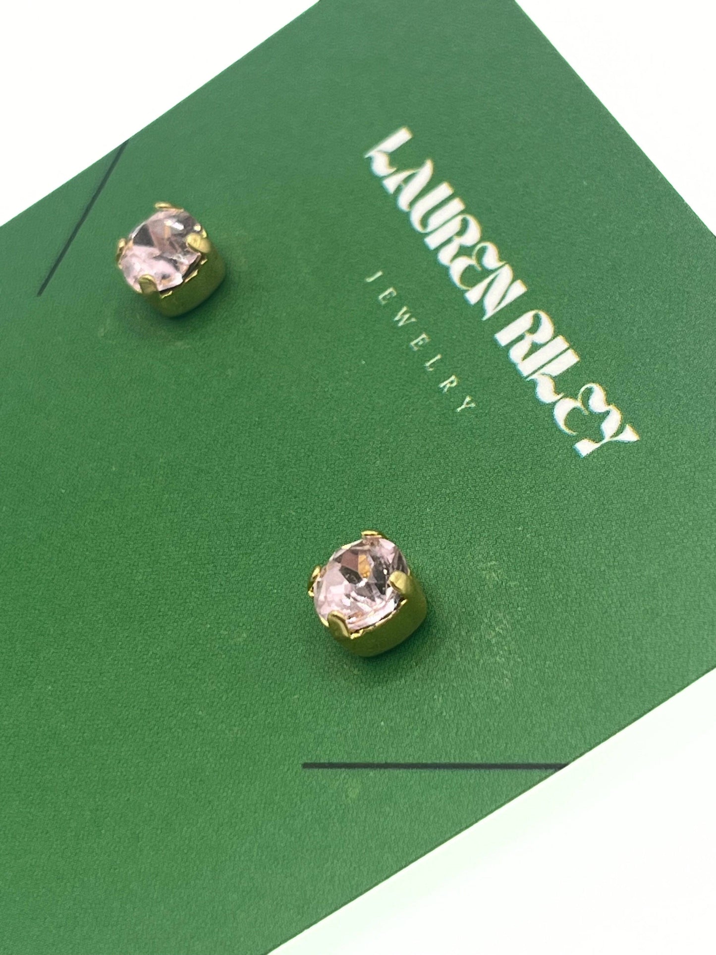 Handcrafted Light Pink Austrian Aurora Crystal Stud Earrings