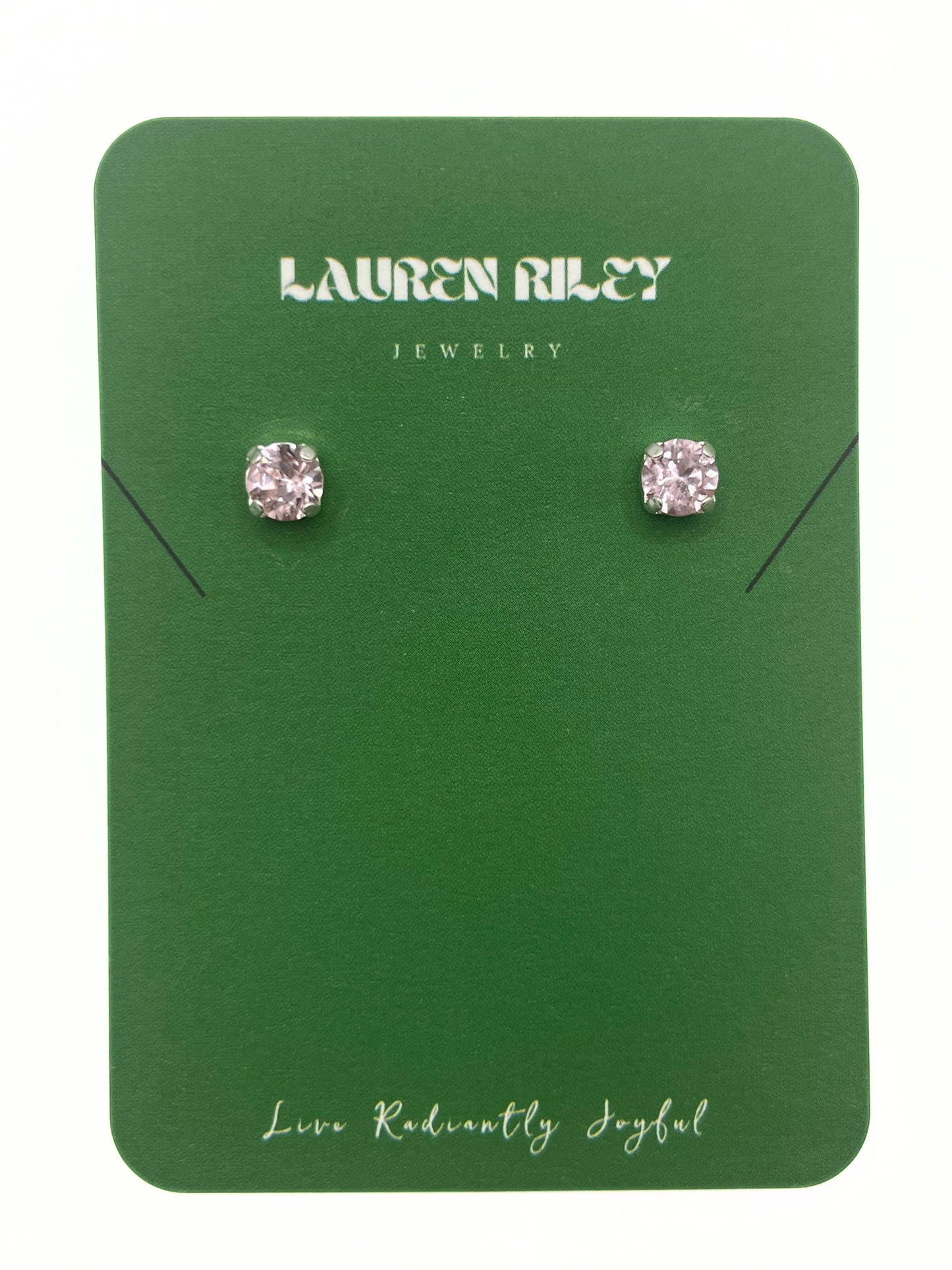 Handcrafted Light Pink Austrian Aurora Crystal Stud Earrings