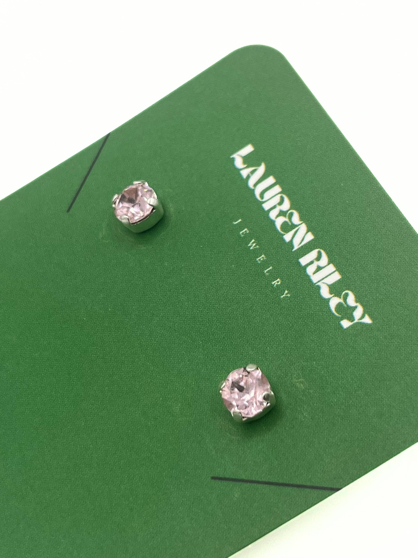 Handcrafted Light Pink Austrian Aurora Crystal Stud Earrings