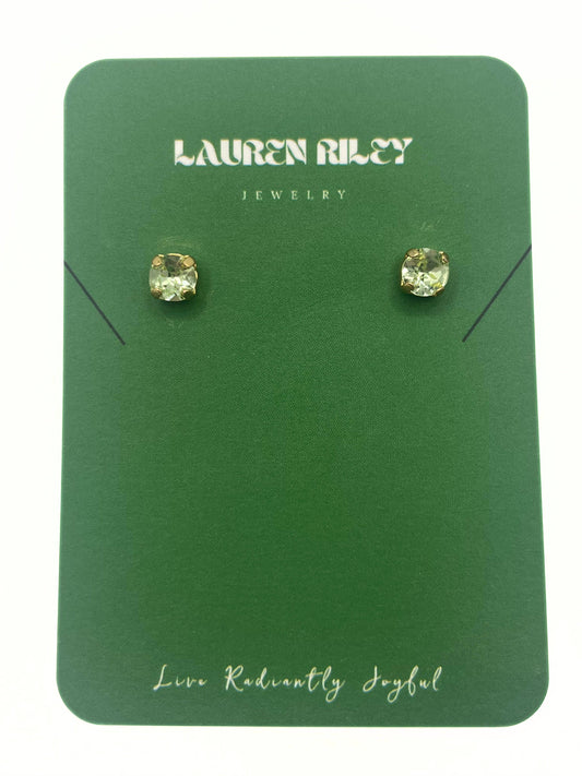Handcrafted Periodt Green Austrian Aurora Crystal Stud Earrings