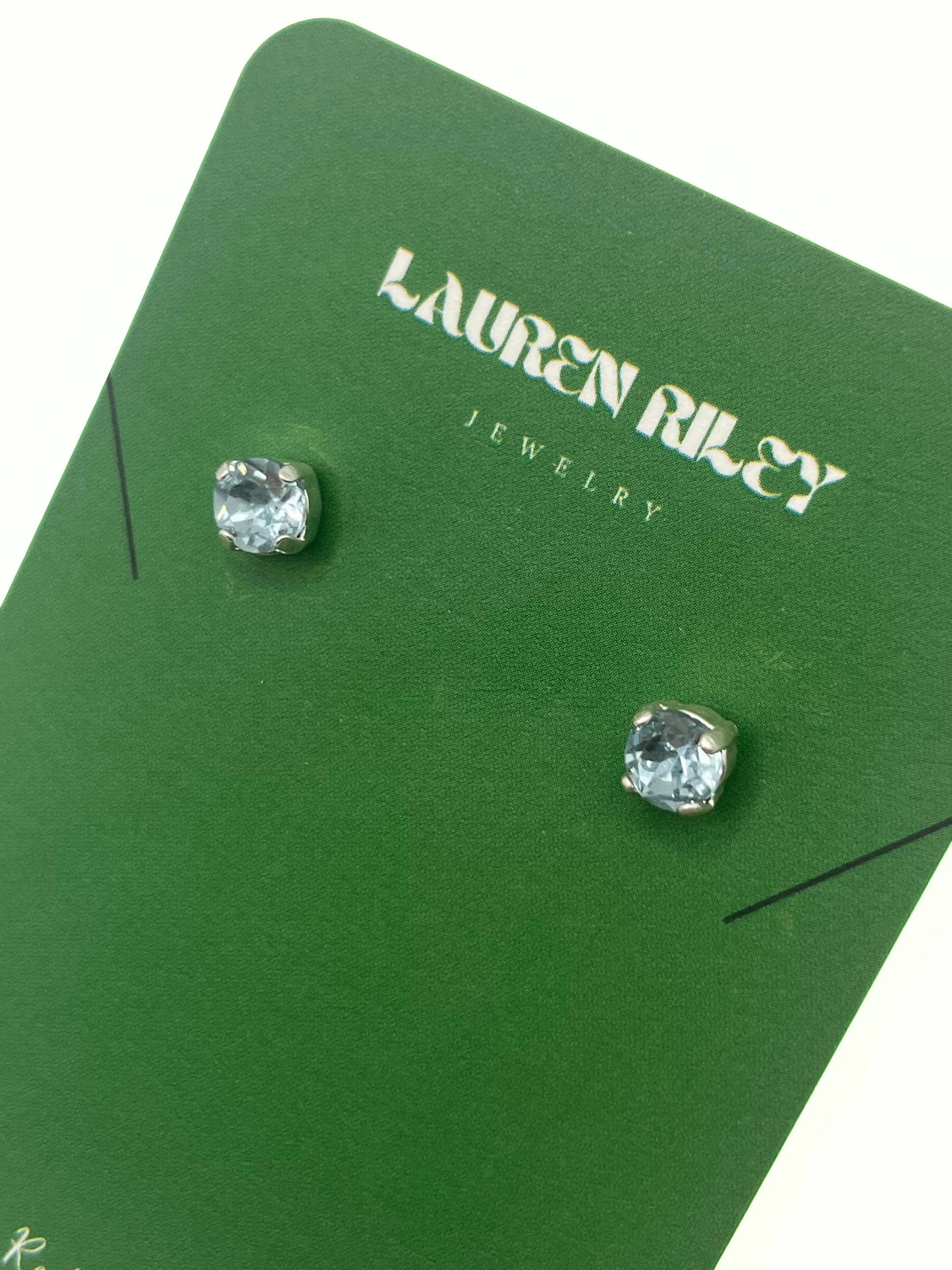 Handcrafted Light Blue Austrian Aurora Crystal Stud Earrings