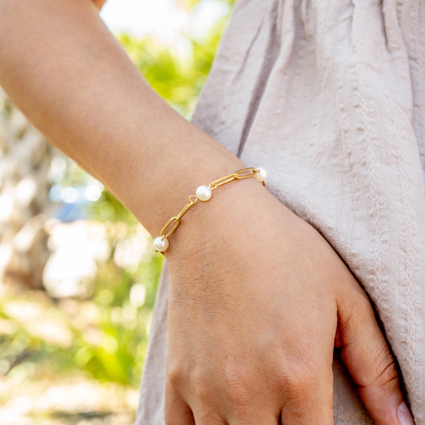 Pearl Paperclip Chain Bracelet - Lauren Riley Jewelry
