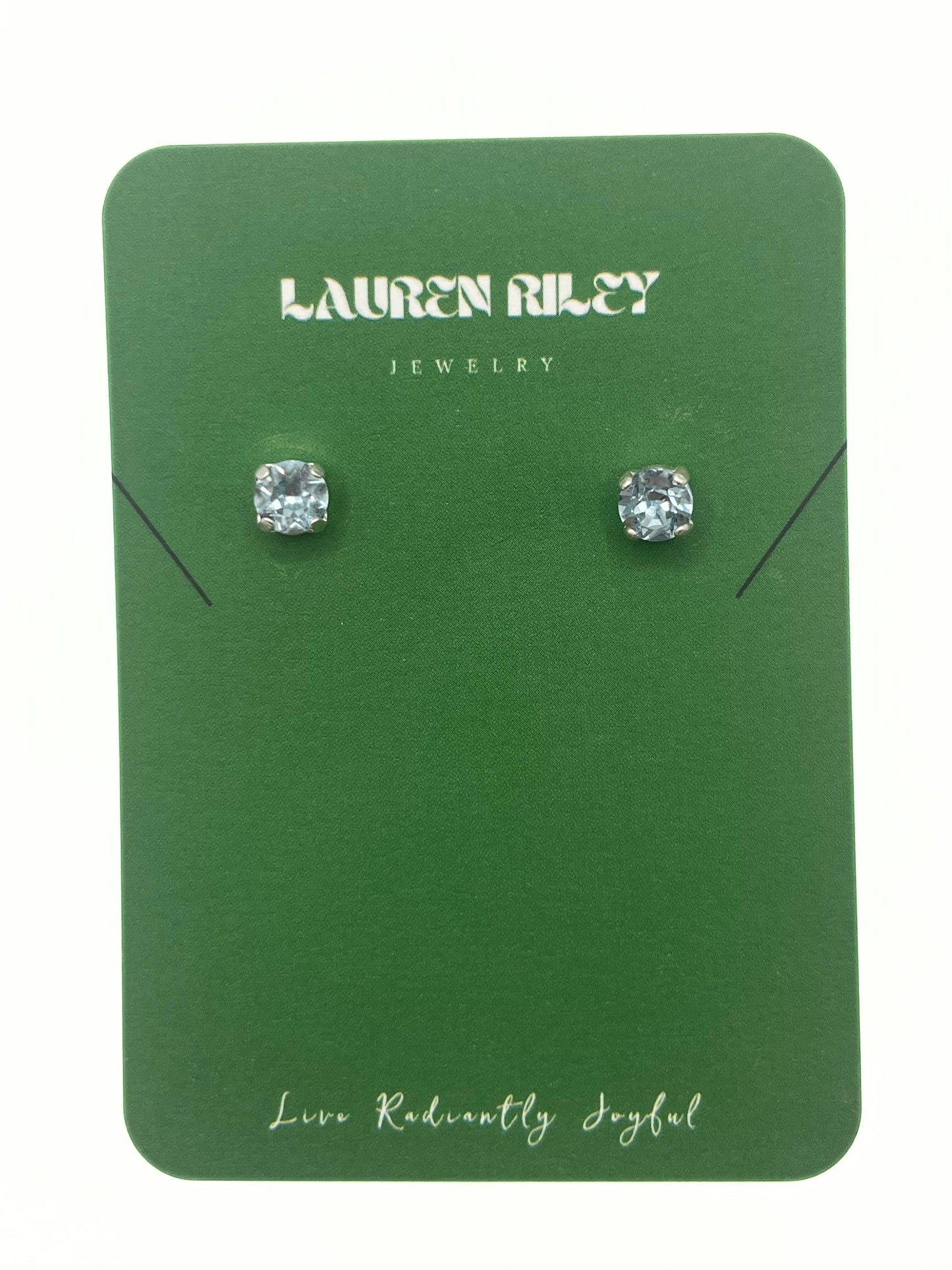 Handcrafted Light Blue Austrian Aurora Crystal Stud Earrings