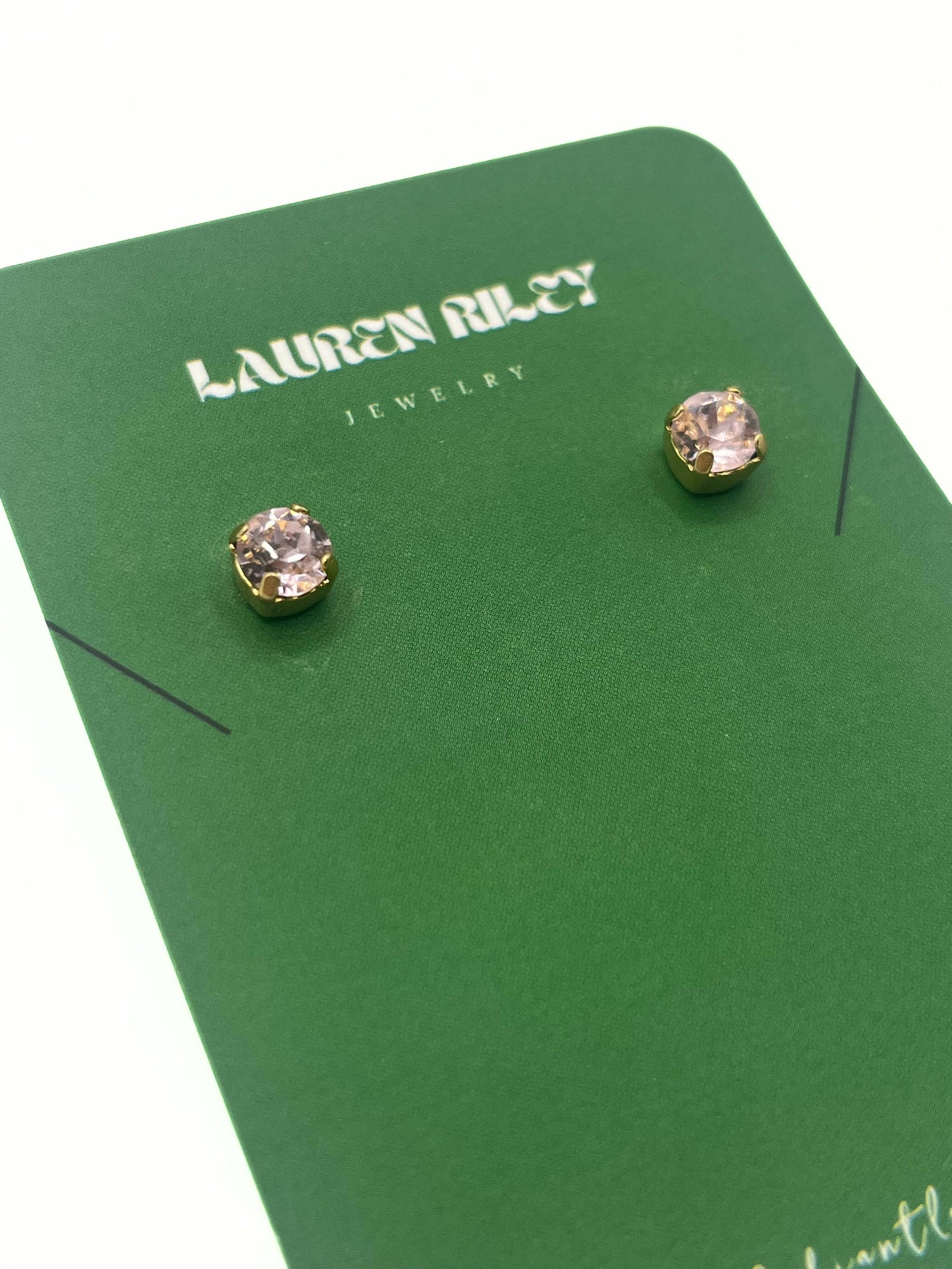 Handcrafted Light Pink Austrian Aurora Crystal Stud Earrings