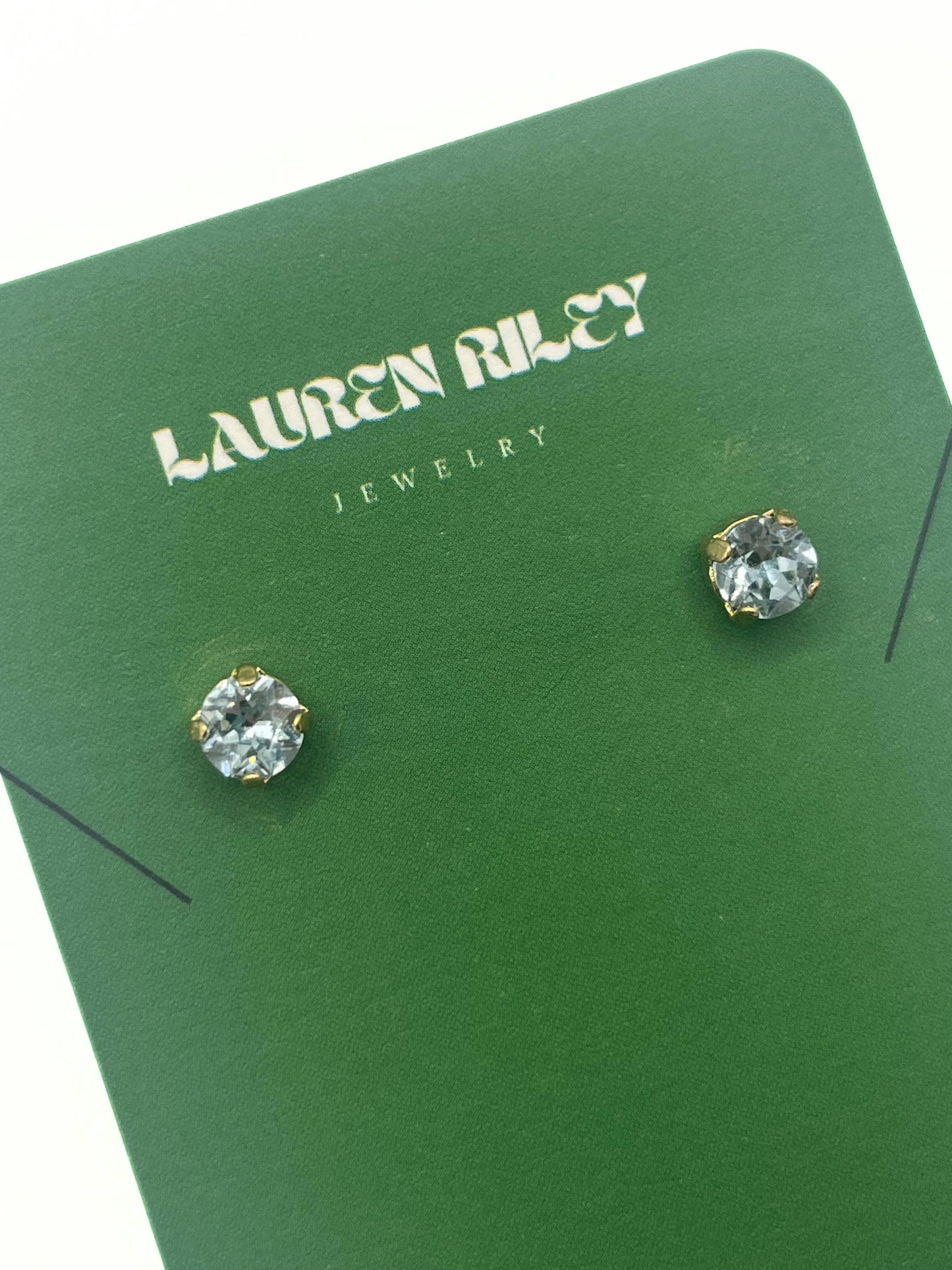 Handcrafted Light Blue Austrian Aurora Crystal Stud Earrings