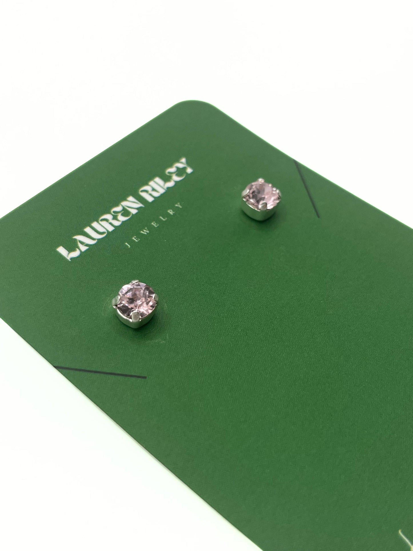 Handcrafted Light Pink Austrian Aurora Crystal Stud Earrings