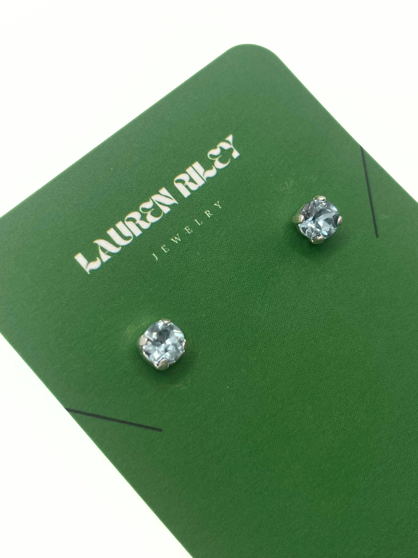Handcrafted Light Blue Austrian Aurora Crystal Stud Earrings