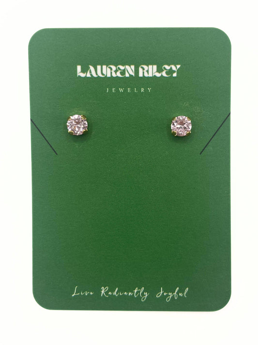 Handcrafted Light Pink Austrian Aurora Crystal Stud Earrings