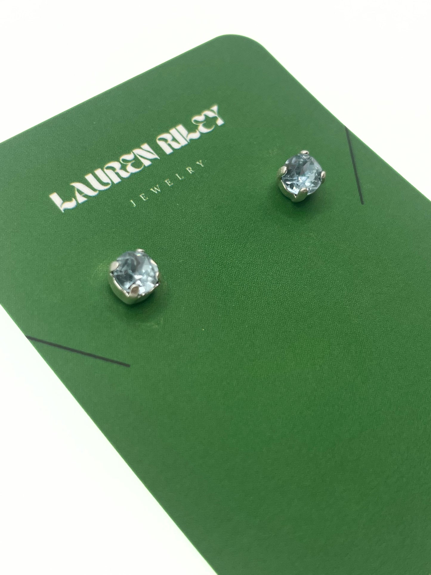 Handcrafted Light Blue Austrian Aurora Crystal Stud Earrings