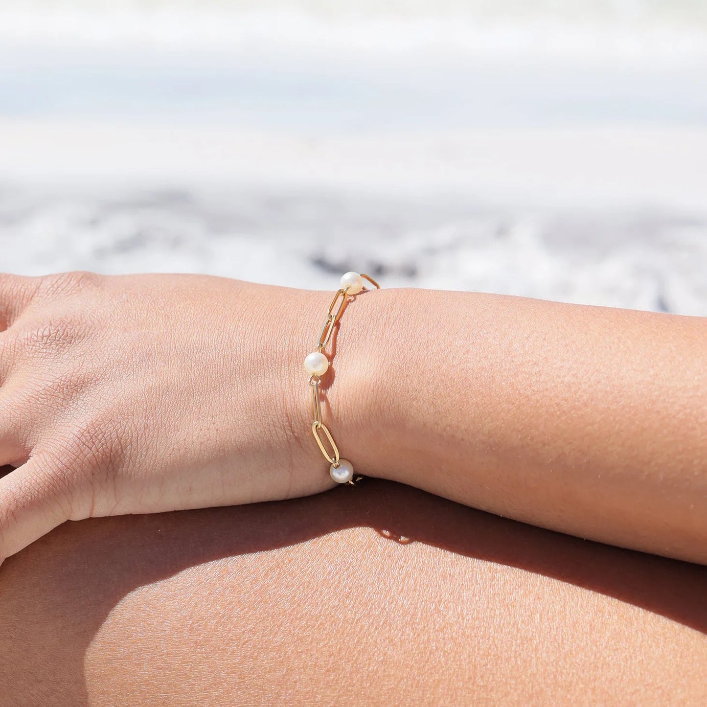 Pearl Paperclip Chain Bracelet - Lauren Riley Jewelry