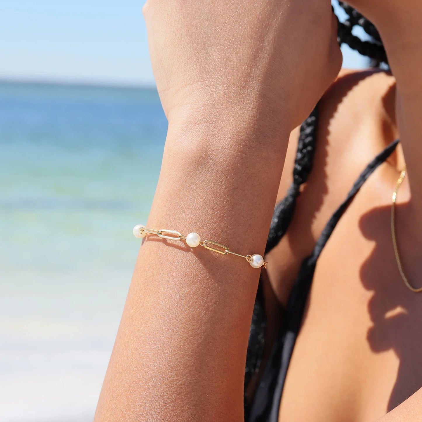 Pearl Paperclip Chain Bracelet - Lauren Riley Jewelry