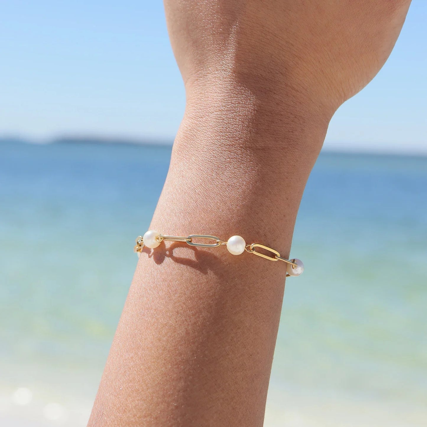 Pearl Paperclip Chain Bracelet - Lauren Riley Jewelry