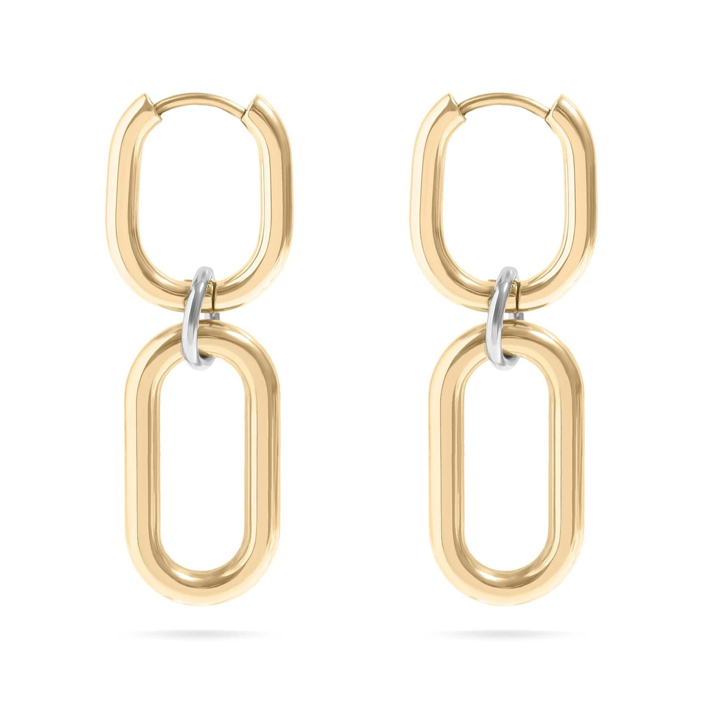 Mixed gold and silver convertible huggie dangle earrings – hypoallergenic, tarnish-resistant, and waterproof by Lauren Riley Jewelry