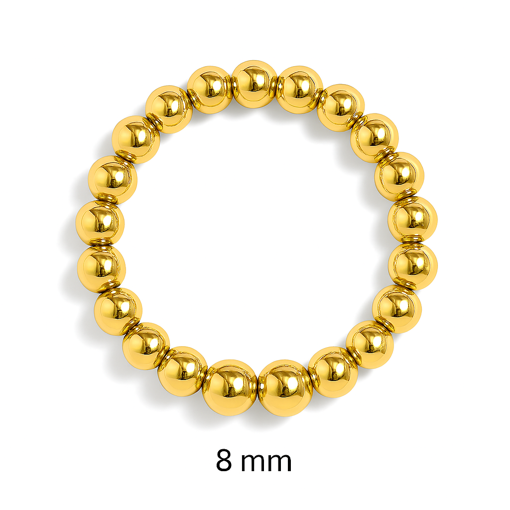 8mm gold beaded stretch bracelet – waterproof, hypoallergenic, and tarnish-resistant jewelry by Lauren Riley Jewelry