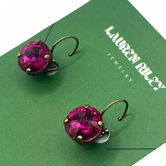Handcrafted Fuchsia Austrian Swarovski Crystal Drop Earrings