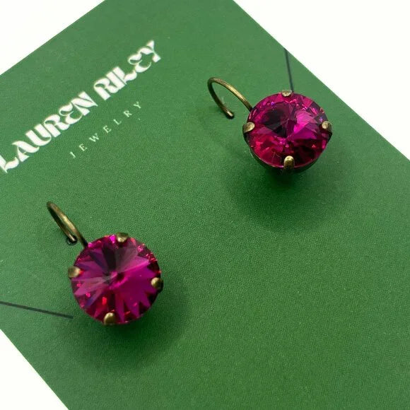Handcrafted Fuchsia Austrian Swarovski Crystal Drop Earrings