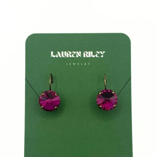 Handcrafted Fuchsia Austrian Swarovski Crystal Drop Earrings
