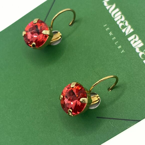 Handcrafted Padparadscha Austrian Swarovski Crystal Drop Earrings