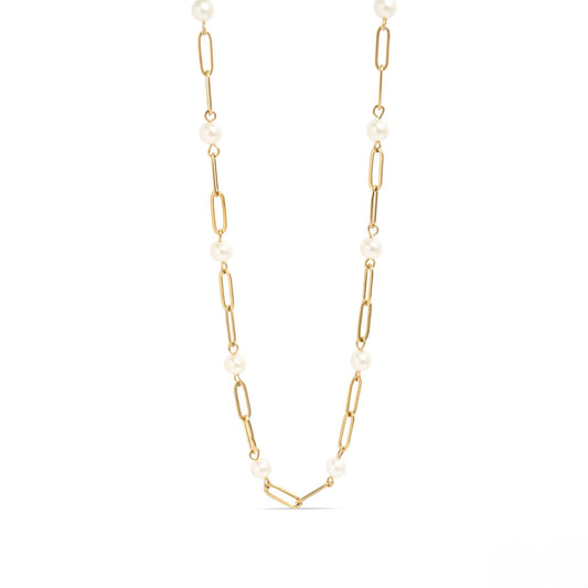 Gold paperclip chain pearl necklace – waterproof, tarnish-resistant, and hypoallergenic fashion jewelry