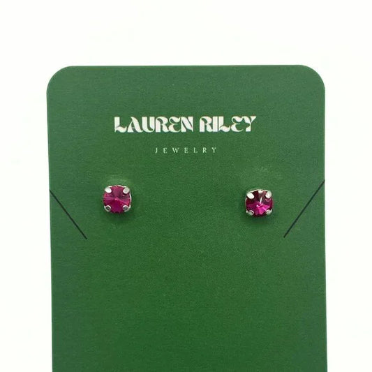 Handcrafted Fuchsia Austrian Swarovski Crystal Stud Earrings