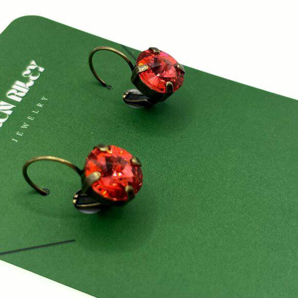 Handcrafted Padparadscha Austrian Swarovski Crystal Drop Earrings