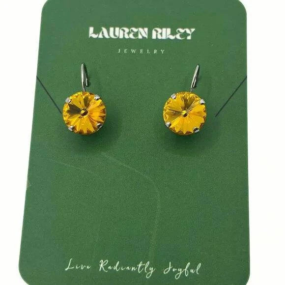 Handcrafted Yellow Austrian Swarovski Crystal Drop Earrings