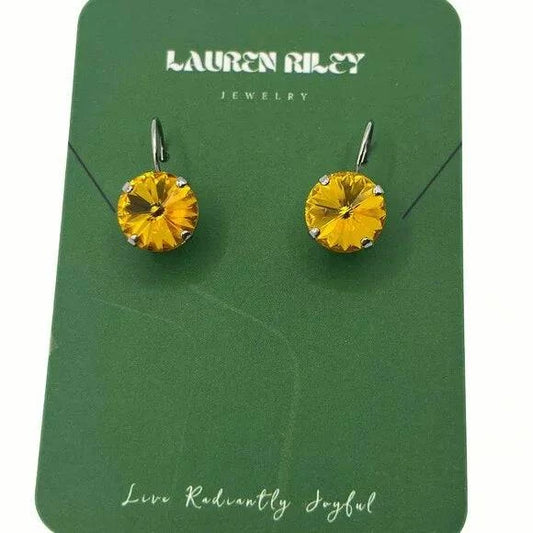 Handcrafted Yellow Austrian Swarovski Crystal Drop Earrings