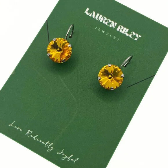 Handcrafted Yellow Austrian Swarovski Crystal Drop Earrings
