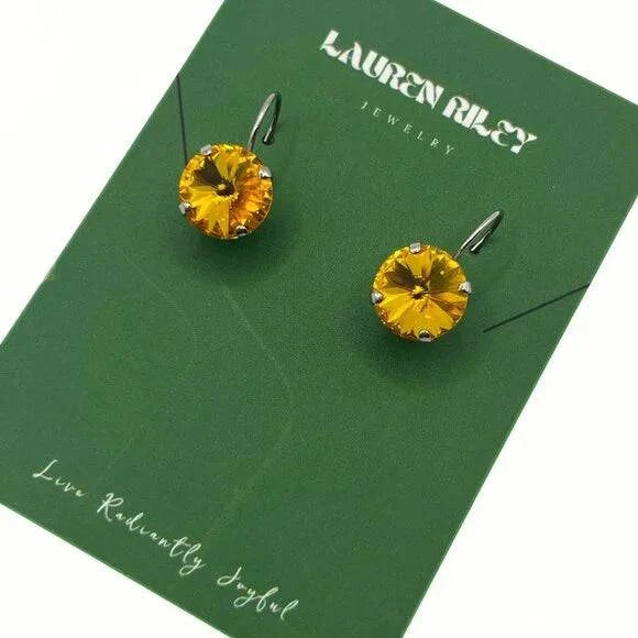 Handcrafted Yellow Austrian Swarovski Crystal Drop Earrings