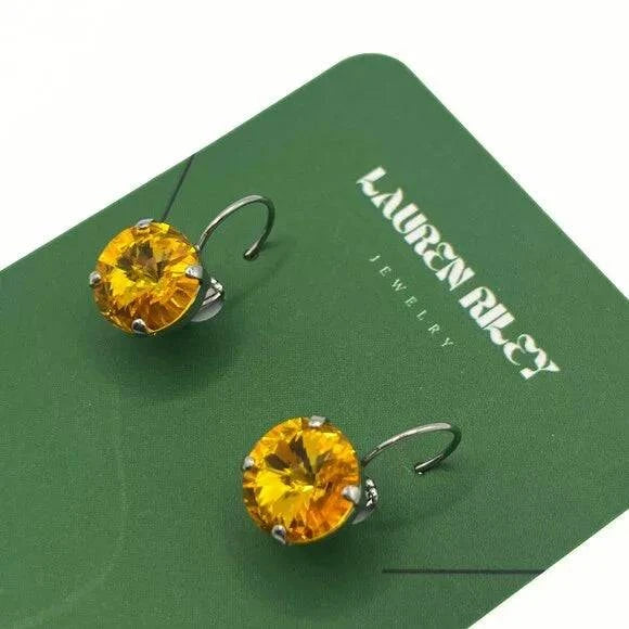 Handcrafted Yellow Austrian Swarovski Crystal Drop Earrings