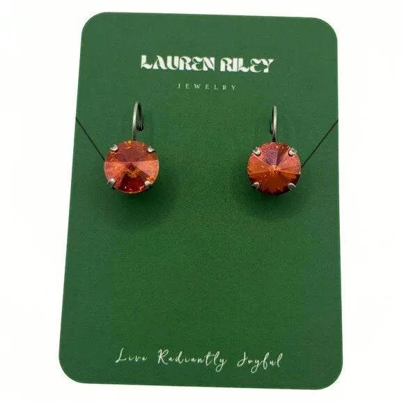 Handcrafted Orange Austrian Swarovski Crystal Drop Earrings