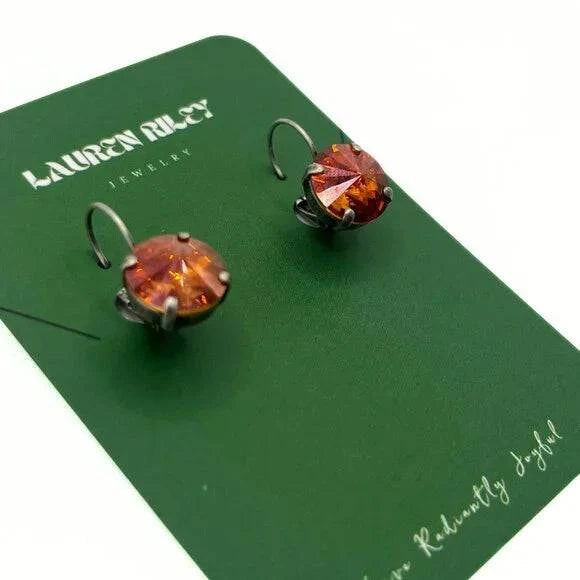 Handcrafted Orange Austrian Swarovski Crystal Drop Earrings