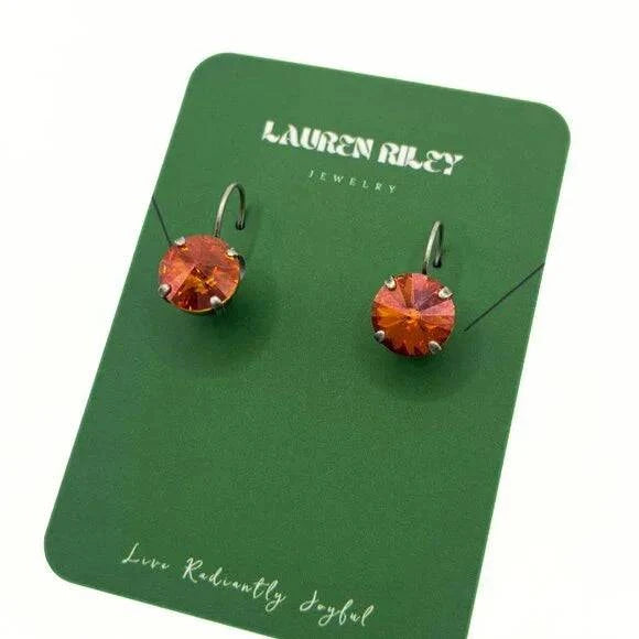 Handcrafted Orange Austrian Swarovski Crystal Drop Earrings