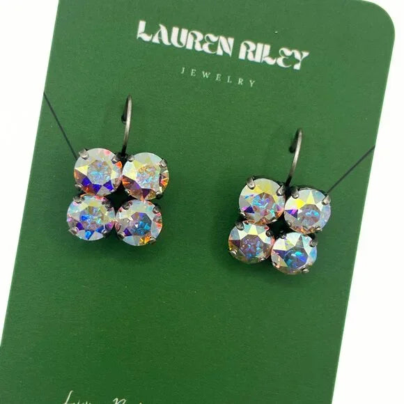Handcrafted Aurora Borealis Austrian Swarovski Crystal Drop Earrings