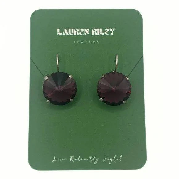 Handcrafted Purple Austrian Swarovski Crystal Drop Earrings