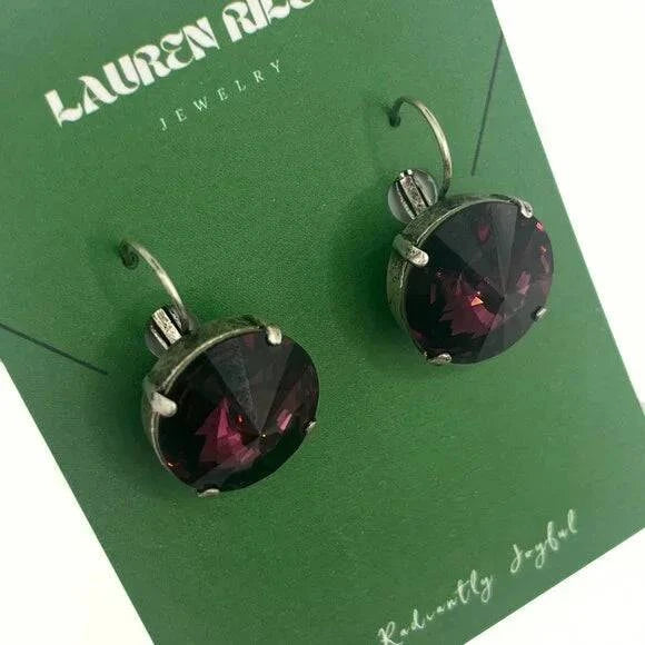 Handcrafted Purple Austrian Swarovski Crystal Drop Earrings