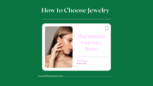 Brunette woman choosing jewelry that matches her face shape – featured image for Lauren Riley Jewelry blog on how to choose earrings and necklaces for your face shape.