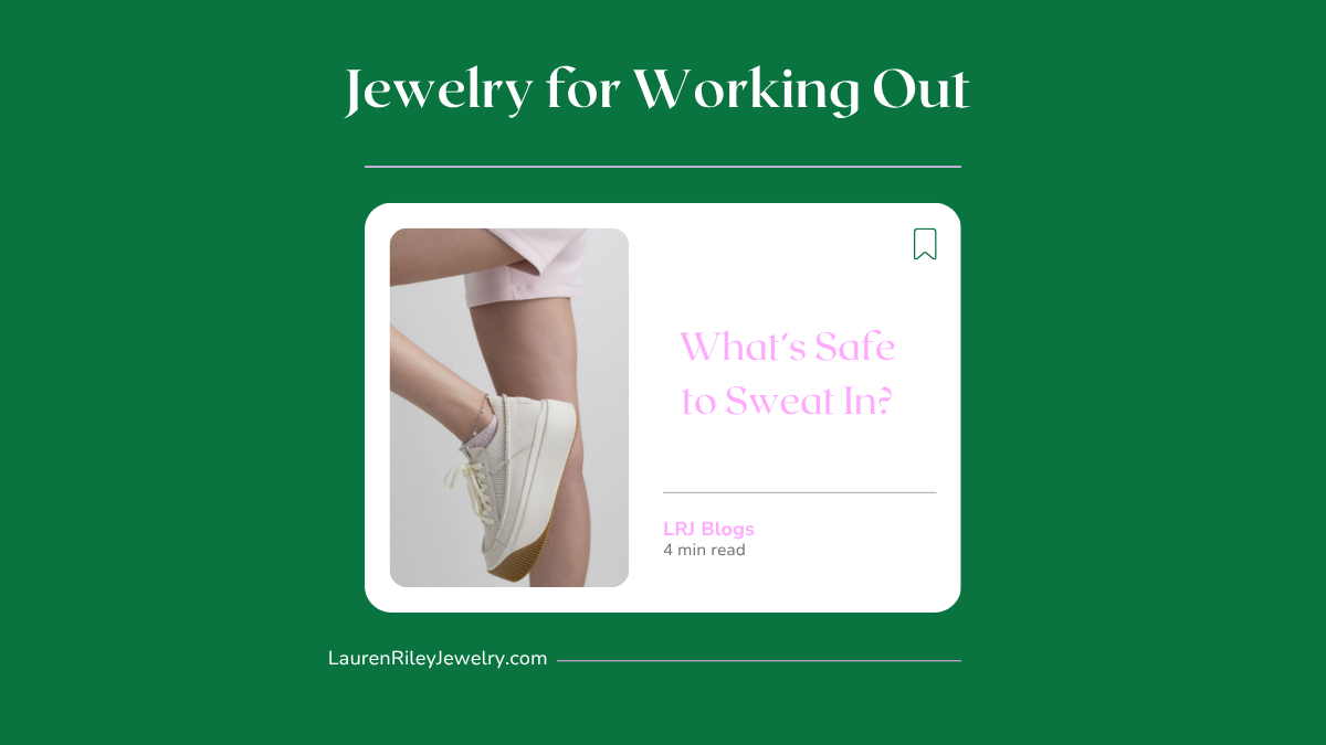 Woman wearing waterproof hypoallergenic jewelry and sneakers with anklet – sweatproof gold jewelry safe for working out by Lauren Riley Jewelry