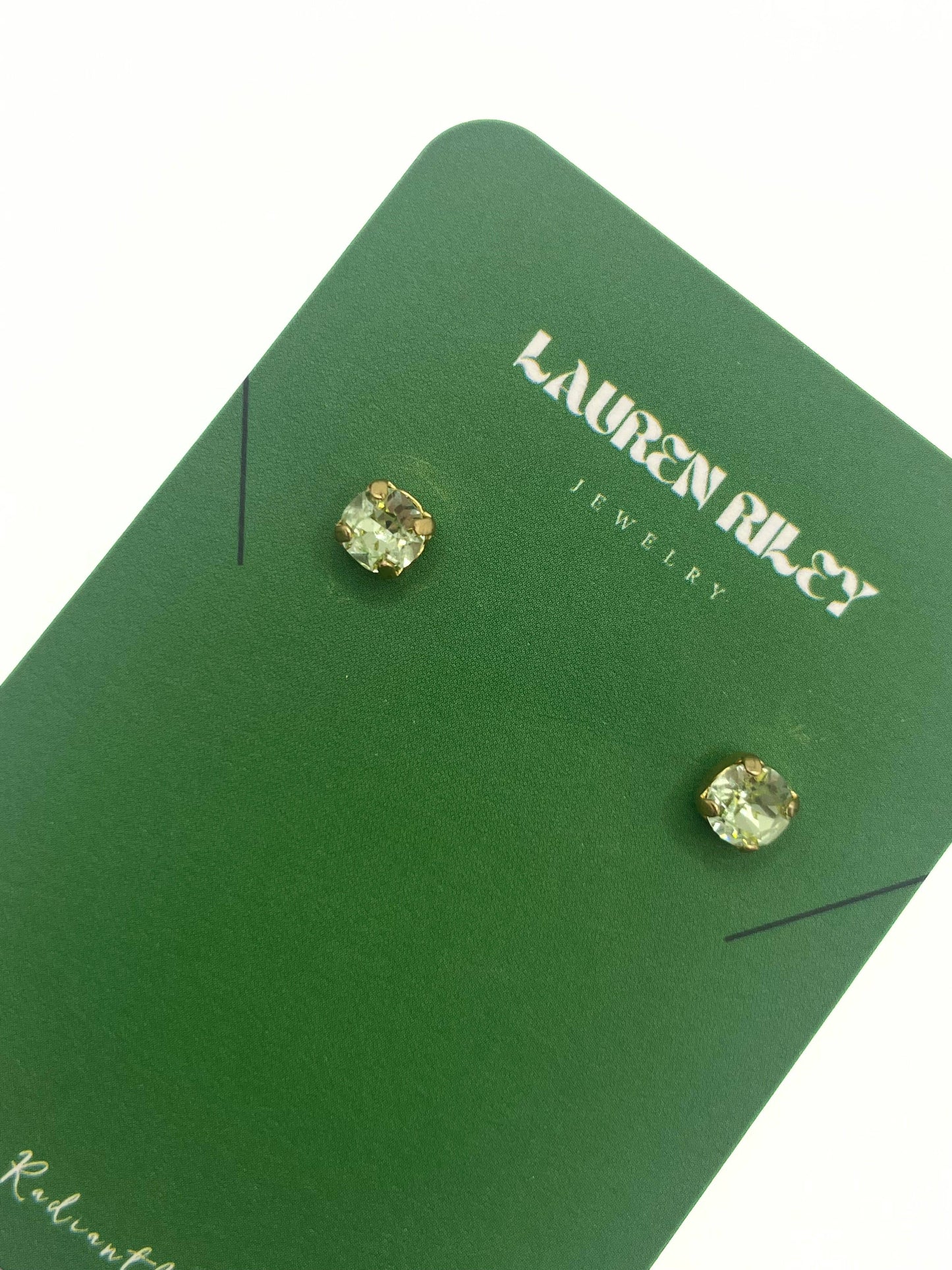 Handcrafted Periodt Green Austrian Aurora Crystal Stud Earrings