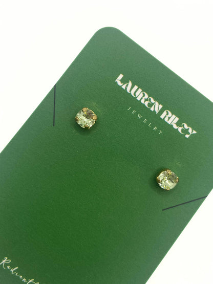 Handcrafted Periodt Green Austrian Aurora Crystal Stud Earrings