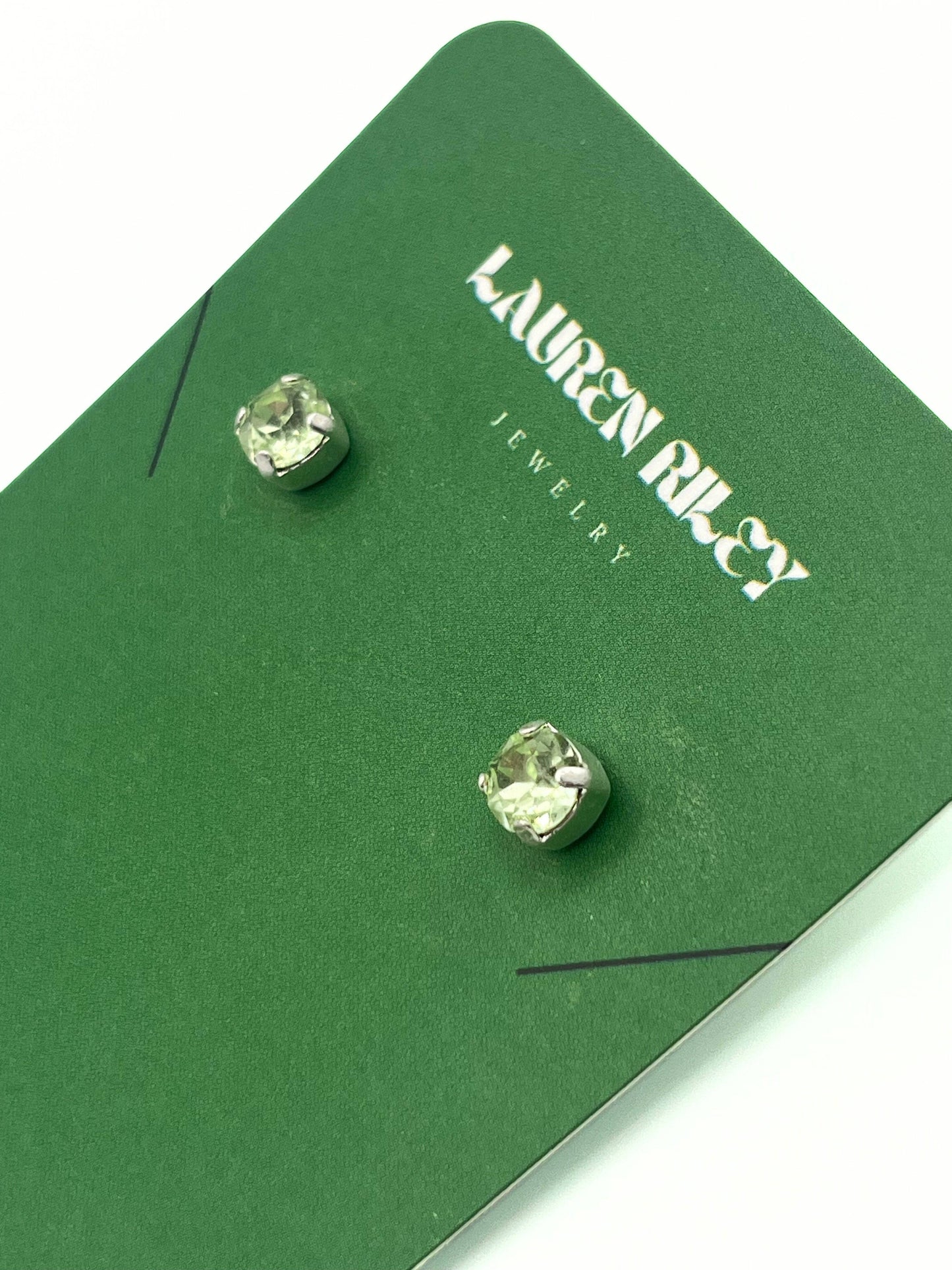 Handcrafted Periodt Green Austrian Aurora Crystal Stud Earrings