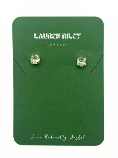 Handcrafted Periodt Green Austrian Aurora Crystal Stud Earrings