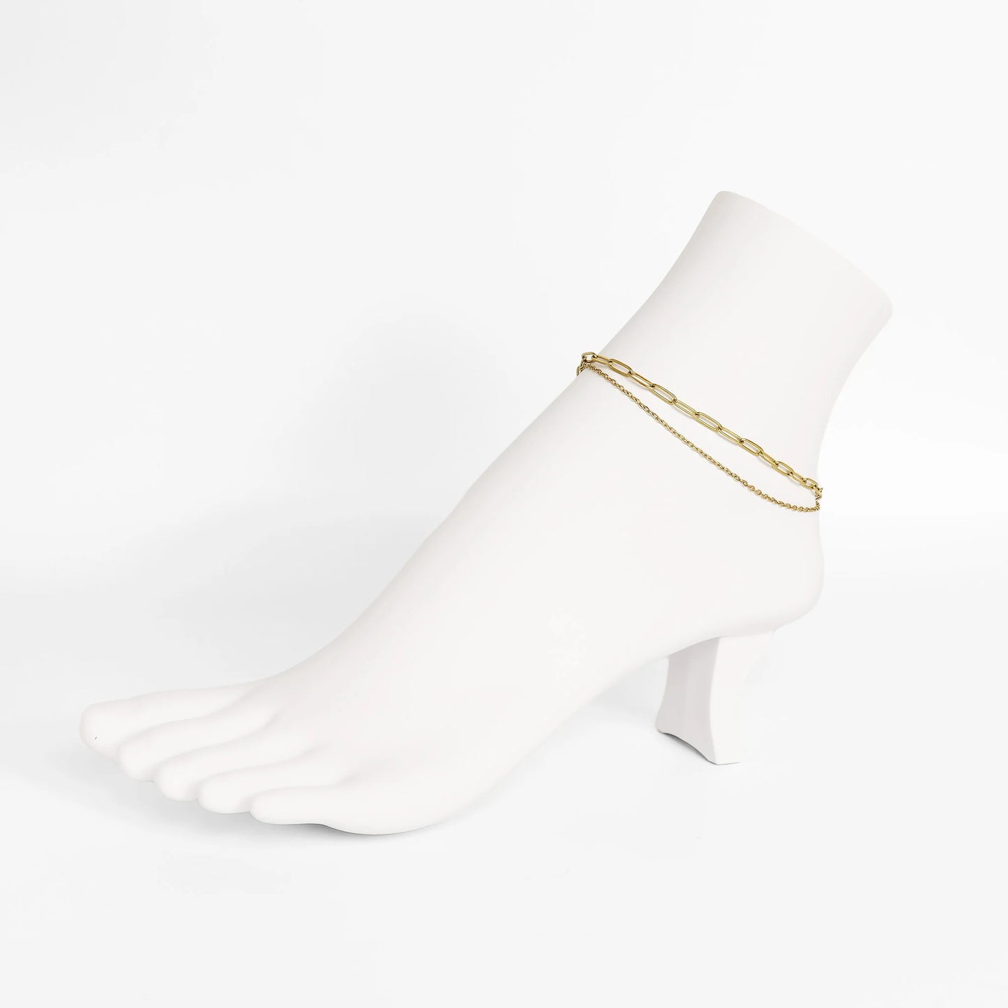 Layered Loop and Paperclip Chain Anklet