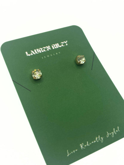 Handcrafted Periodt Green Austrian Aurora Crystal Stud Earrings