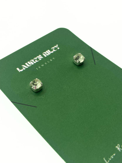 Handcrafted Periodt Green Austrian Aurora Crystal Stud Earrings
