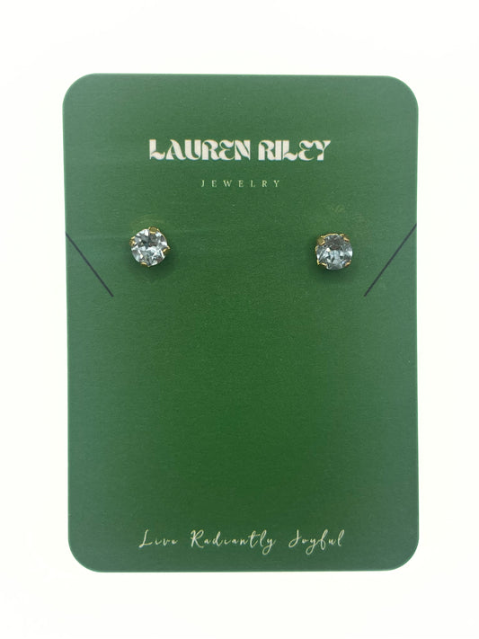 Handcrafted Light Blue Austrian Aurora Crystal Stud Earrings