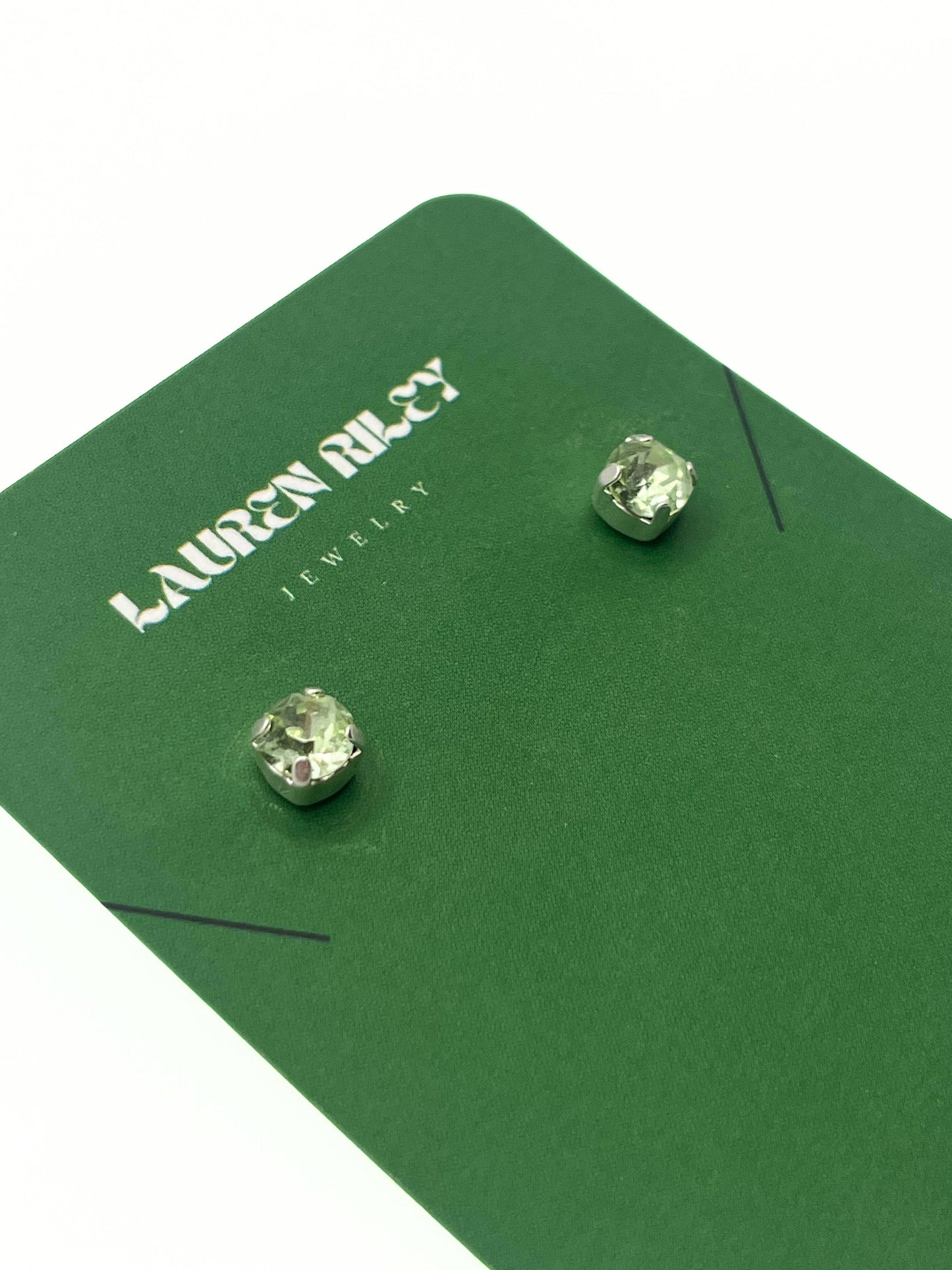 Handcrafted Periodt Green Austrian Aurora Crystal Stud Earrings