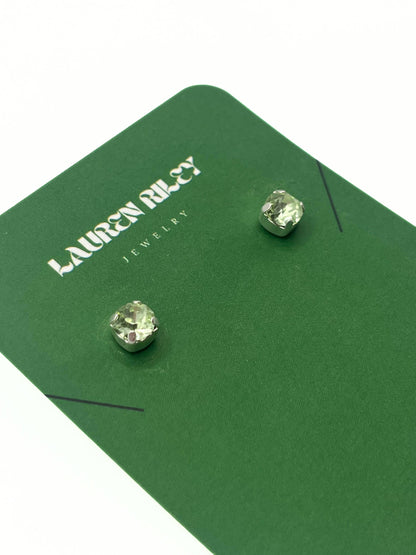 Handcrafted Periodt Green Austrian Aurora Crystal Stud Earrings